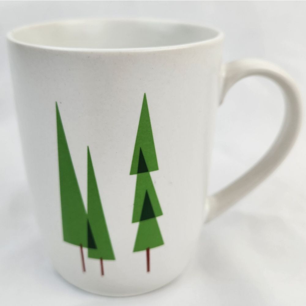 ☕️RARE Starbucks 2011 White w/Evergreen Christmas Trees 8oz Ceramic Mug